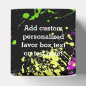 Retro Regenboog van Neon Paint Spletters op zwart Bedankdoosjes (Bovenkant)