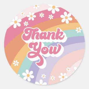 Retro Regenboog Verjaardag Bedankt Ronde Sticker