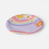 Retro Regenboog Verjaardag Papieren Bordje (Gekanteld)