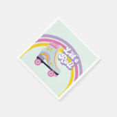 Retro regenboog verjaardag roller skate servet (Hoek)