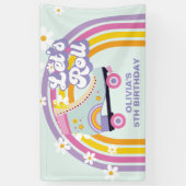 Retro regenboog verjaardag roller skate spandoek (Verticaal)