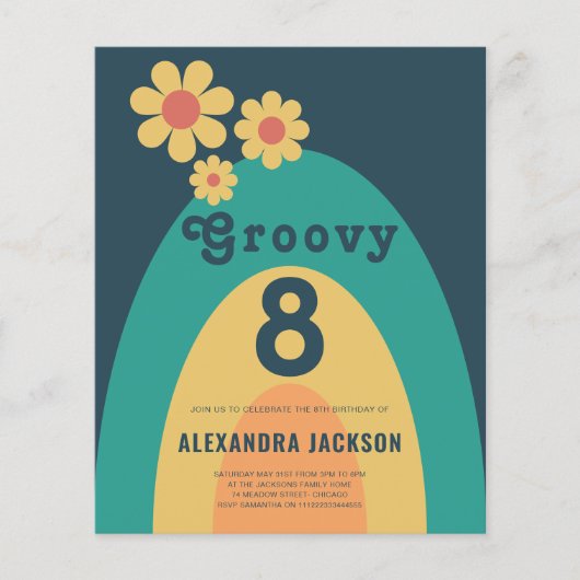 Retro Regenboog Verjaardagsfeest Flyer (Voorkant)