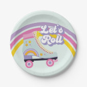 Retro regenboog verjaardagsroller skate papieren bordje (Voorkant)