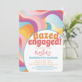 Retro regenboog versuft en verloofd vrijgezellenfe kaart (Staand voorkant)