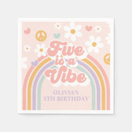 Retro Regenboog Vijf is een Vibe 5e Verjaardag Servet