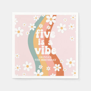 Retro Regenboog Vijf is een Vibe Daisy 5e Verjaard Servet