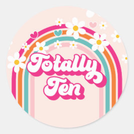 Retro Regenboog Volledig Tien 10e Verjaardag Ronde Sticker