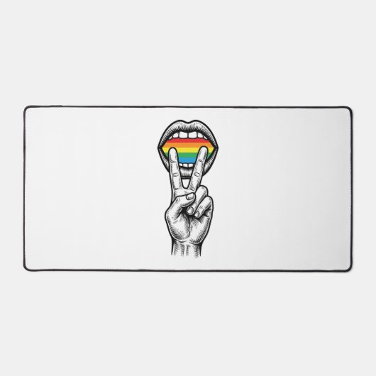 Retro Regenboog Vrede Hand Pride Vector T-shirt_1 Bureaumat (Voorkant)