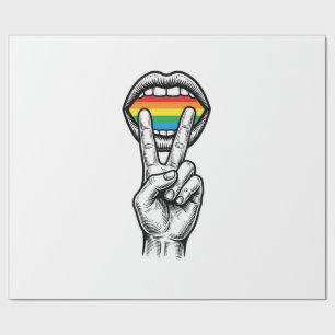 Retro Regenboog Vrede Hand Pride Vector T-shirt_1 Cadeaupapier