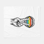 Retro Regenboog Vrede Hand Pride Vector T-shirt_1 Fleece Deken (Voorkant (Horizontaal))