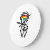 Retro Regenboog Vrede Hand Pride Vector T-shirt_1 Grote Klok (Hoek)