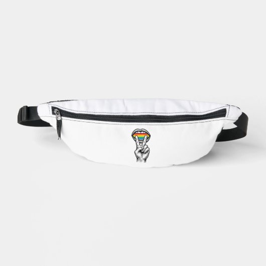 Retro Regenboog Vrede Hand Pride Vector T-shirt_1 Heuptasje (Voorkant)