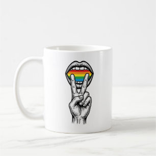Retro Regenboog Vrede Hand Pride Vector T-shirt_1 Koffiemok