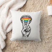 Retro Regenboog Vrede Hand Pride Vector T-shirt_1 Kussen (Deken)