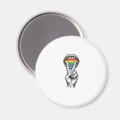 Retro Regenboog Vrede Hand Pride Vector T-shirt_1 Magneet (Voorkant / Achterkant)