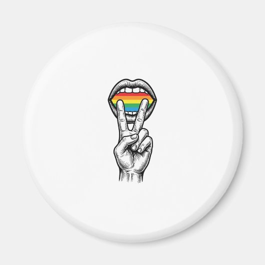 Retro Regenboog Vrede Hand Pride Vector T-shirt_1 Magneet (Voorkant)