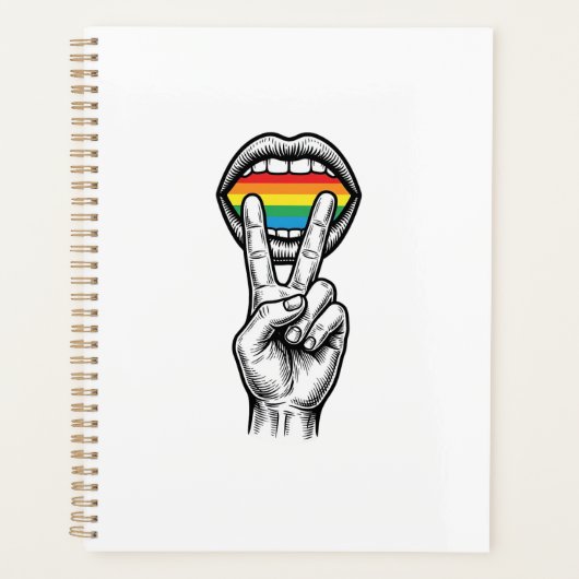 Retro Regenboog Vrede Hand Pride Vector T-shirt_1 Planner (Voorkant)