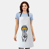 Retro Regenboog Vrede Hand Pride Vector T-shirt_1 Schort (Gedragen)