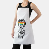 Retro Regenboog Vrede Hand Pride Vector T-shirt_1 Schort (Insitu)