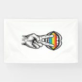 Retro Regenboog Vrede Hand Pride Vector T-shirt_1 Spandoek (Horizontaal)