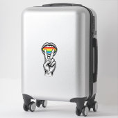 Retro Regenboog Vrede Hand Pride Vector T-shirt_1 Sticker (Koffer)