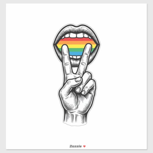 Retro Regenboog Vrede Hand Pride Vector T-shirt_1 Sticker (Vel)