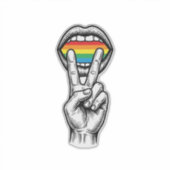 Retro Regenboog Vrede Hand Pride Vector T-shirt_1 Sticker (Voorkant)