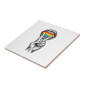 Retro Regenboog Vrede Hand Pride Vector T-shirt_1 Tegeltje (Zijkant)