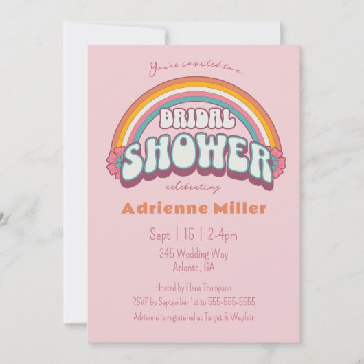 Retro Regenboog Vrijgezellenfeest Bruiloft Kaart (Voorkant)