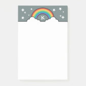 Retro Regenboog Wolken & Sterren Monogram Post-it® Notes (Voorkant)