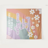 Retro Regenboog Young Wild Drie 3e Verjaardag Wandkleed (Voorkant (horizontaal))