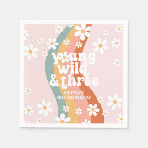 Retro Regenboog Young Wild Three Madeliefje Servet