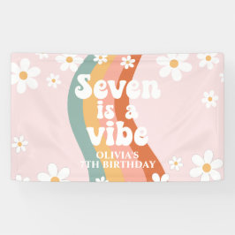 Retro Regenboog Zeven is een Vibe Daisy 7TH Spandoek