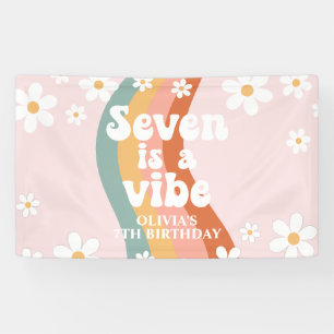 Retro Regenboog Zeven is een Vibe Daisy 7TH Spandoek