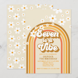 Retro Regenboog Zeven is een Vibe Groovy 7e Verjaa Kaart