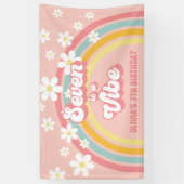 Retro Regenboog Zeven is een Vibe Groovy 7e Verjaa Spandoek (Verticaal)