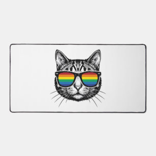 Retro Regenboog Zonnewijzer Kat Pride T-shirt Ontw Bureaumat