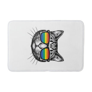 Retro Regenboog Zonnewijzer Katten Pride T-shirt O Badmat