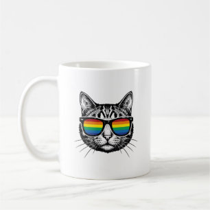 Retro Regenboog Zonnewijzer Katten Pride T-shirt O Koffiemok