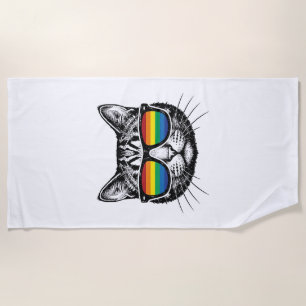 Retro Regenboog Zonnewijzer Katten Pride T-shirt O Strandlaken
