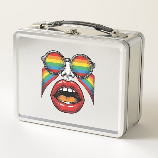 Retro Regenboog Zonnewijzer Lippen Gezicht Vector (Voorkant)