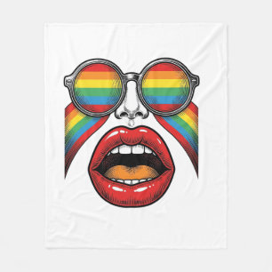 Retro Regenboog Zonnewijzer Lippen Gezicht Vector Fleece Deken