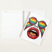 Retro Regenboog Zonnewijzer Lippen Gezicht Vector Planner (Display)