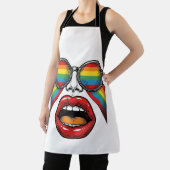 Retro Regenboog Zonnewijzer Lippen Gezicht Vector Schort (Insitu)