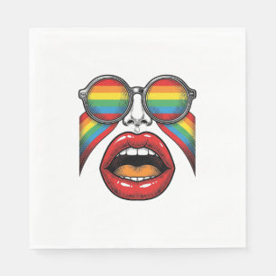 Retro Regenboog Zonnewijzer Lippen Gezicht Vector  Servet