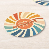 Retro  regenboogBaby shower Ronde Kartonnen Onderzetter (Gebogen)