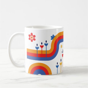 Retro regenboogbloemen Kleurrijke jaren '70 geïn Koffiemok