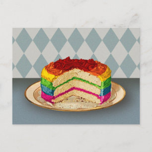 Retro-regenboogCake Briefkaart
