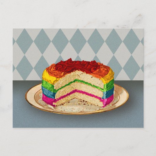 Retro-regenboogCake Briefkaart (Voorkant)