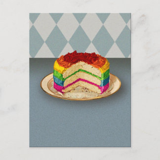 Retro-regenboogCake Briefkaart